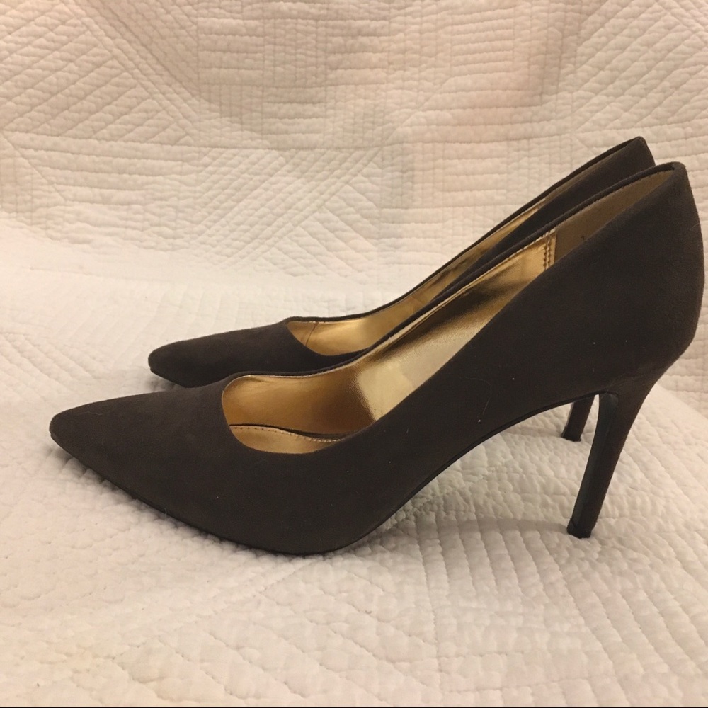 Madeline dark green suede heels